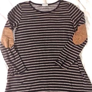 12PM by Mon Ami Navy Blue & White Striped Long Sleeve Knitted Sweater